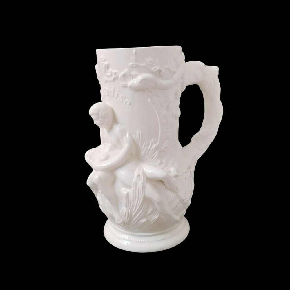 Antique Paradise Adam Eve Eden Snake Victorian Sex Swag Ceramic Stein White Mug - Picture 3 of 13